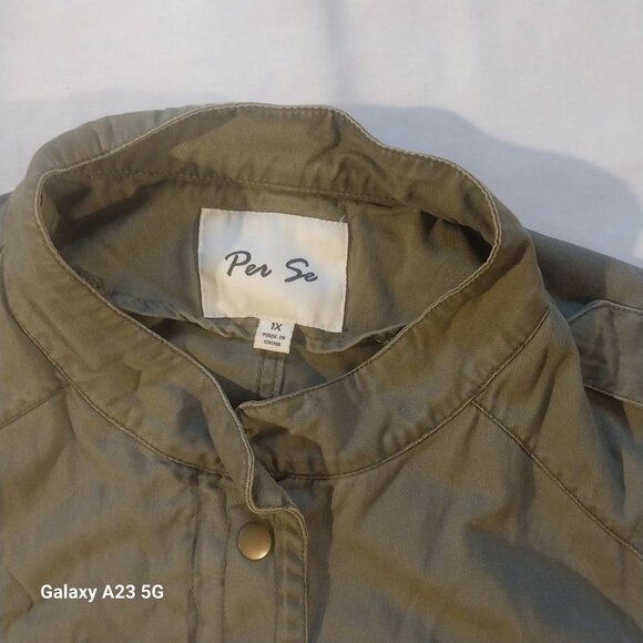 Per Se Womens Green Utility Vest 1X Cotton Sleeveless With Pockets & Drawstring - Picture 4 of 6